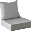 Outdoor Cushions for Patio Furniture,Outdoor Seat Cushion Set 24 x 24 x 5.75 Inch,Waterproof & Fade Resistant Outdoor Chair Cushions,Deep Patio Chair Cushion with Removable Cover, Light Grey