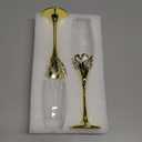 Luxury Champagne Glasses Flutes Set of 2 - Elegant Crystal Lead-Free 8oz Glass with Swan-Design Crystal-Accented Heart-shaped Zinc Alloy Base, for Weddings Party Birthday Anniversary Romantic Gifts, Gold