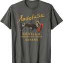 Spain Seville Bullfight Andalusia Vintage T-Shirt (Gray, XXXL)