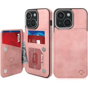 GUERNICA for iPhone 15 Wallet Case with RFID Blocking Card Holder for Women Men, Kickstand Shockproof Phone Case for iPhone 15 (6.1"), Pink