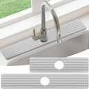 Faucet Mat For Kitchen Sink, 15.8" & 23.6" 2-Pack Diatomite Kitchen Sink Splash Guard, Faucet Guard & Draining Mat - A Real Solution to Keep Your Sink Dry All The Time (Light Gray)