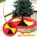 Soulchen Christmas Mouse Tree Skirt 51" Double Layer Circular Wave Point Cartoon Character Decor Xmas Decoration Dress Tree Mat for Holiday Christmas Party(Yellow Red Black,White Wave Point)