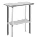 Hally Stainless Steel Table for Prep & Work 30 x 12 Inches, NSF Commercial Heavy Duty Table with Undershelf and Galvanized Legs for Restaurant, Home and Hotel