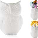 Comfify Owl Utensil Holder Decorative Ceramic Cookware Crock & Organizer, in Lovely White Color - Utensil Shaped Caddy and Perfect Kitchen Ceramic Decor Gift for Countertop - 5 x 7 x 4 Size