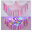 FIOBEE Stuffed Animals Net or Hammock with LED Light, Toy Hammock Hanging Stuffed Animals Storage Organizer Holder Room Décor for Nursery Kids Bedroom
