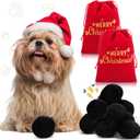 Shappy 10 Pcs Christmas Coal Plush Squeaky Dog Toys and 2 Pcs Gift Bags with Drawstring Black Soft Stuffed Squeaky Dog Balls for Small Medium Large Dogs Puppy Pets Animals Interactive Play