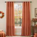 Pitalk Burnt Orange Curtains 96 Inches Long for Living Room 2 Panels Grommet Energy Efficient Drapes Lightweight Sheer Linen Terracotta Colored Curtains for Kids Bedroom Toddler Red Orange 8 FT 52x96