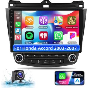 Android 13 Car Stereo Radio for Honda Accord 7th 2003-2007 with Wireless Apple CarPlay & Android Auto,10.1" Bluetooth Car Audio Receiver with Mirror Link,FM,Steering Wheel Control,1080P Backup Camera