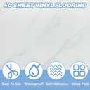 AKOLAFE 40 Sheet Vinyl Flooring 12x12 Inch Peel and Stick Floor Tile Waterproof White Marble Vinyl Floor Tiles Clearance Self Adhesive Floor Tiles Sticky Laminate Flooring Stick on Bathroom Kitchen RV