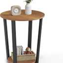 VASAGLE Round Side End Table, 2-Tier Accent Bedside Table with Storage Shelf, Easy Assembly, Nightstand for Small Spaces, Living Room, Bedroom, Honey Brown and Ink Black ULET057KB01S, 19.7"Dia. x 22.4"H