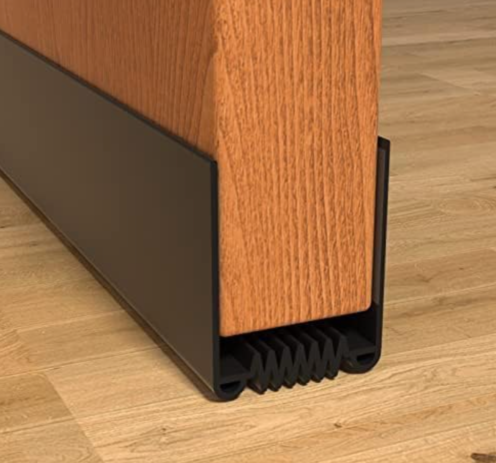 Door Draft Stopper, 36” Length Cuttable Weather Stripping Door Seal, Strong Adhesive Door Sweep for Exterior and Interior Doors (1, Black)