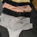 ANNYISON Women's Thongs, T Back Low Waist See Through Panties Cotton Seamless Lace Thongs for Women, M