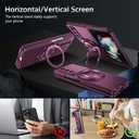 Phone Case for Samsung Galaxy Z Fold 3 5G Cover, Magnetic Stand Ring Holder Shockproof Slim Cell Cover Protective Compatible with Samsung Galaxy Z Fold3 (Purple)