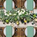 100 Pcs Green Gingham Napkins Disposable - Green and White Checkered Paper Napkins - Plaid Dinner Napkins for Birthday Picnic Wedding Golf Party Supplies
