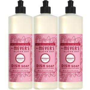 Mrs. MEYER'S CLEAN DAY Liquid Dish Soap, Peppermint Scent, 16 Ounce Bottle (Pack of 3)