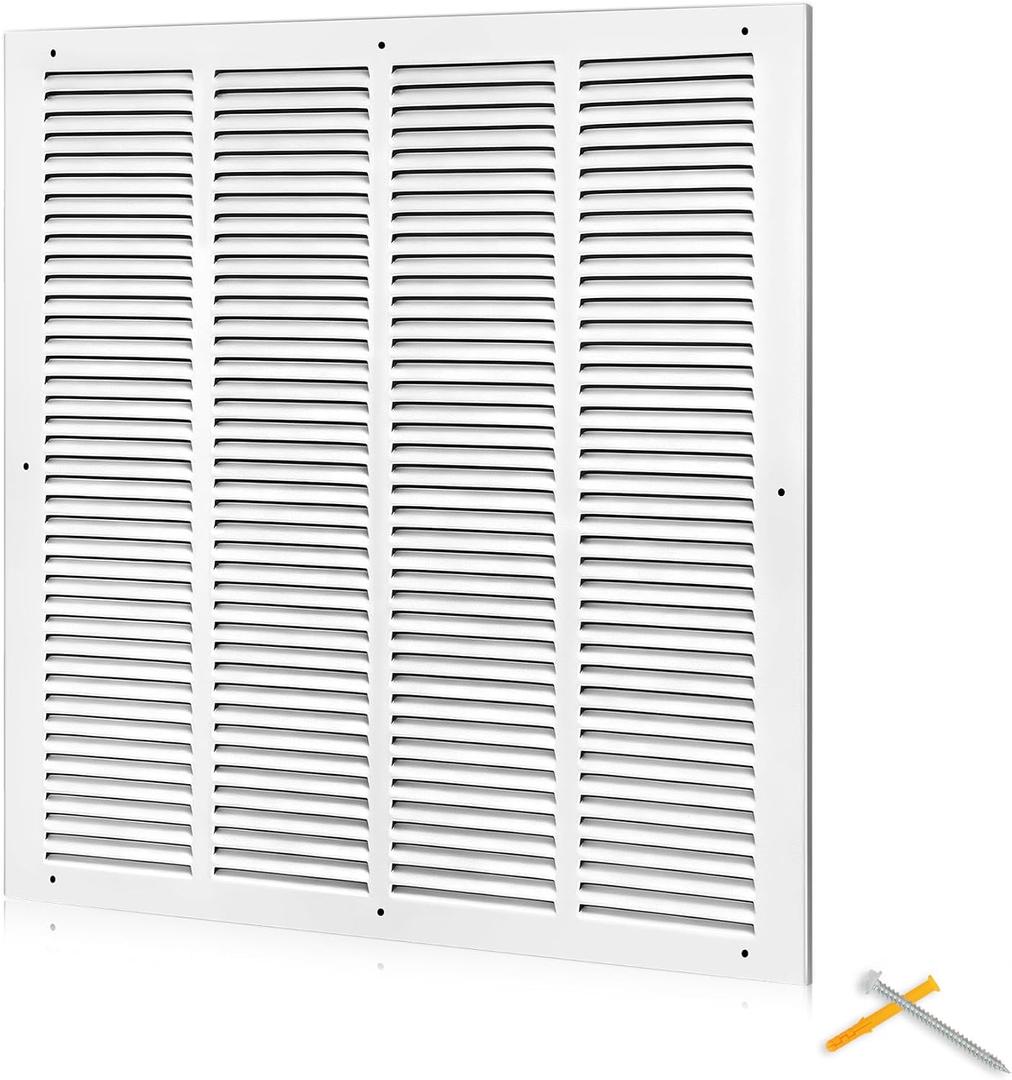 Fancat 20x20 Duct Opening | Steel Return Air Grille | Vent Cover Grill for Sidewall and Ceiling | HVAC Cold Air Intake Grille | White | Outer Dimensions: 21.75"W X 21.75", 20''Wx20''H [Duct Opening]