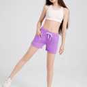 4 Pack Girls Athletic Shorts Dry-Fit Basketball Shorts with Pockets,Girls Running Shorts for Kids Gym Soccer (S)