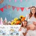 GREHUMOR Little Pumpkin Baby Shower Tablecloth a Sweet Little Pumpkin is on The Way Theme Blue Floral Truck Table Cover Plastic Disposable for Autumn Thanksgiving Baby Shower Party Decoration