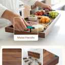 TIDITA Acacia Large Charcuterie Boards for Party with Cheese Knife Set of 4 – Acacia Wood Serving Tray with Handles, Long Charcuterie Board, Wooden Cheese Board (Walnut Color, 30 Inch)