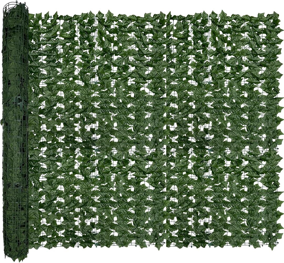 Artificial Ivy Privacy Fence Roll Screen,128" by 72" (64 SQFT) UV-Anti Faux Hedge Fence and Fake Ivy Vine Leaf Wall Panels for Indoor&Outdoor Green Backdrop, Garden Greenery Decor (72"x128", Ivy vines)