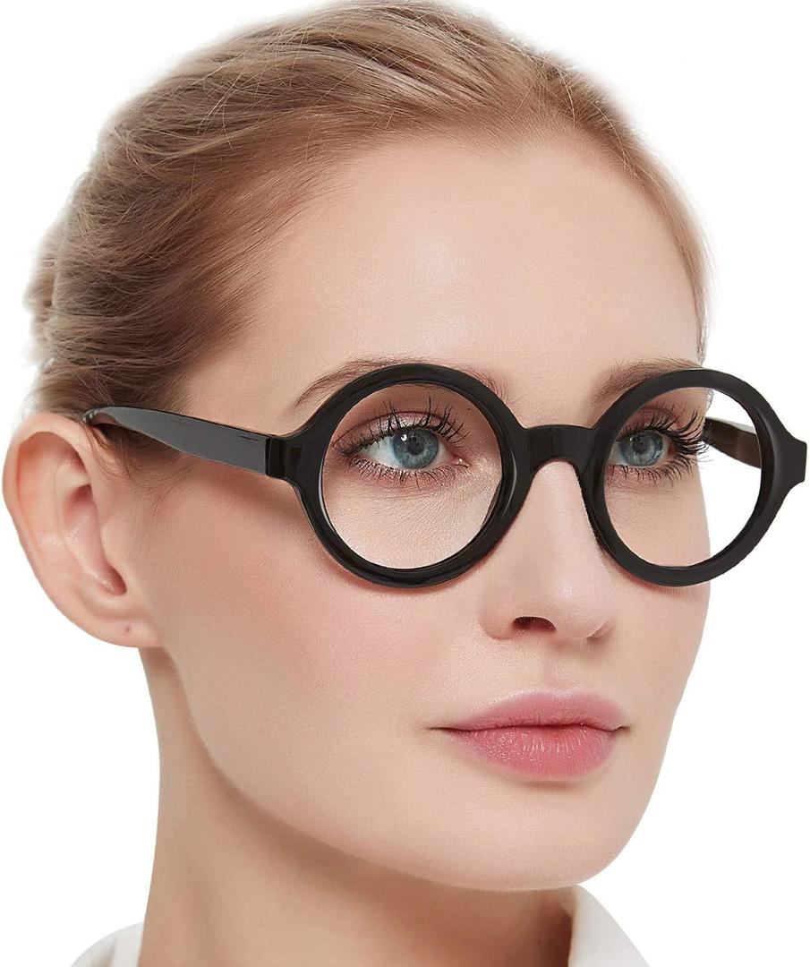 MARE AZZURO Round Reading Glasses 1.0 Women Stylish Readers (Black)