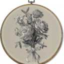 FUGWN Vintage Floral Botanical Round Wall Art Decor Framed, Cottagecore Peony Lily Carnations Flower Canvas Artwork Prints, Retro Floral Wall Hanging Decorations for Home Bedroom Room, 10x10 Inch