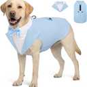 AOFITEE Dog Tuxedo Formal Dog Suit and Bandana Set, Gentle Dogs Wedding Party Suit Bow Tie Shirt, Tuxedo for Medium Dogs Costume Outfit with Detachable Bowtie Collar for Christmas Halloween Dress Up, L