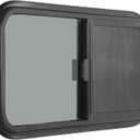 Horizontal RV Window, 21" W x 14" H Tinted Sliding RV Window with Net Screen and Trim Ring, Suitable for 15/16" or 1-3/8" and Slightly Thicker Up to 1/16" Walls, DOT Approved