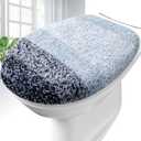 OLANLY Soft Microfiber Bathroom Toilet Lid Cover, Machine Washable Covers, 17.5x15, Stays in Place Rubber Backing, Fits Most Round, Elongated and Oblong Lids, Accessories Decor, Dark Blue