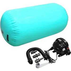 GLANT Air Mat Tumble Track AirSpot - Gymnastics Training Springboard - Round Inflatable Springboard ((Diam)23.6in*H39.4in, Air Roller-Mint GreenWIth Pump)