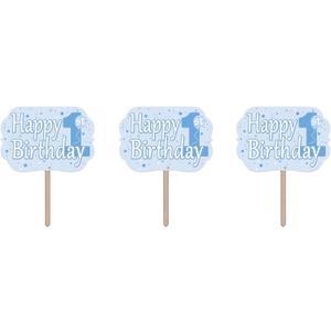 Beistle 3 Piece Happy 1st Birthday Yard Signs With Wooden Stakes - Durable Cardstock - Outdoor Lawn Party Decorations and Supplies, 24" x 14.5"