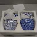 Selamica Ceramic Plant Pots, 5.6 Inch Flower Pots for Indoor Plants with Drainage Hole and Saucer,Home Decor, Set of 4, Vintage Blue