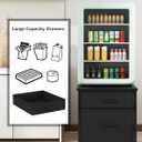 YMYNY Mini Fridge Stand with Storage, Mini Fridge Cabinet with Fabric drawers, 250lbs Heavy-Duty Compact Refrigerator Table, Coffee Bar Shelf, for Home, Office, Bedroom, Black HBR008B