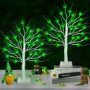 St Patricks Day Decorations 2 Pack 24 Inch Shamrock Tree Lights, USB or Battery Operated Saint Patricks Day Decor Tree with 24 LED Shamrock Lights, St. Patrick's Day Lights for Home Party Table Office