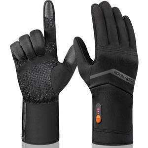 Royalrose Heated Gloves Liners for Men Women, Rechargeable Waterproof Winter Thin Heated Work Gloves with Arthritis Raynaud's Relief for Ski Golf Hiking Driving M