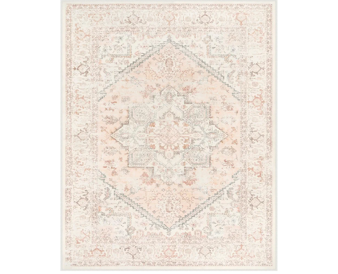 LIVEBOX Pink 10x14 Area Rug, Extra Large Vintage Area Rugs for Living Room Boho Soft Low Pile Non Slip Rug, Retro Non Shedding Indoor Carpet for Bedroom Dining Room Under Table