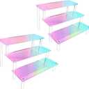 Acrylic Display Stand, 2 PCS 3 Tier Iridescent Display Risers for Funko POP Figures, 9" Cupcakes Stand, Perfume Organizer, Riser for Display, Dessert Stand, Ornament Display Stand