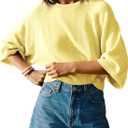 Saodimallsu Womens Short Sleeve Sweater Tops Summer Lightweight Knit Crew Neck Casual Loose Batwing Pullover Top Large