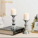 Nuptio Silver Pillar Candle Holders, Wedding Centerpieces Metal Candle Holder for 50mm Candles Stand Decoration Ideal for Weddings Special Events Parties Living Room, 2 Pcs
