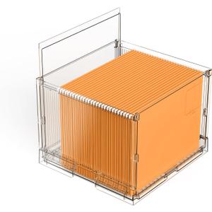 File Organizer Box with Lid,Hanging Filing Folder Organizer for Document Storage with Plastic Slide, Letter-size File Holder Filing Box for Office/Home/Decor/1Pack