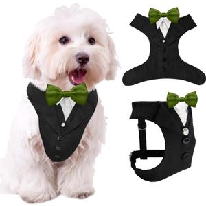 AVERYDAY Dog Tuxedo for Wedding Outfit, Dog Suit and Tie Costumes for Birthday, Halloween, Cosplay, Christmas Party, Pet Formal Wear with Bowtie, Tux for Small Dogs, Chihuahua, Bichon, Maltese, Cats (S (Chest 17.3-22 in))