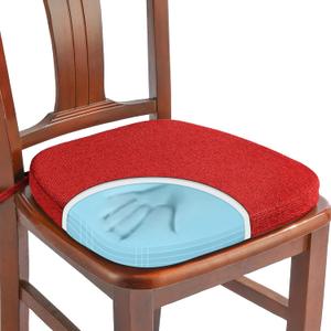 SINOSSO 1 Pack Memory Foam Chair Cushions for Dining Chair, Friendly Woven Fabric 16" U-Shape Comfortable Kitchen Chair Pad, Removable Slip Resistant Seat Cushion (1 Piece, Red)