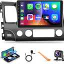 DSP Car Stereo Radio for Honda Civic 2006-2011 with Wireless Carplay Android Auto MirrorLink,Podofo 10.1 inch HD IPS Touch Screen Build-in GPS 26UIs 5.0Bluetooth Car Radio WiFi AHD Backup Camera Mic (2G+32G +DSP)