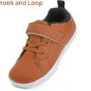 WateLves Toddler Little Kid Wide Barefoot The First Walking Shoes Girls Boys Leather Uniform Dress Shoes Lightweight Splay Naturally Minimalist Sneakers (Brown)