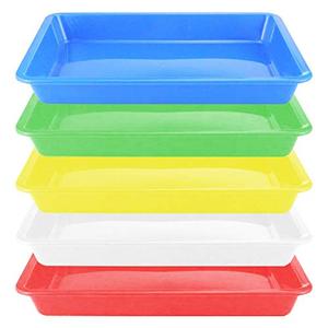 Plastic Art Trays - 5 Piece Stackable Activity & Craft Organizer, Serving & Jewelry Tray for DIY Projects, Painting, Beads (11 x 8.3 x 1.2 inch)