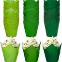 Whaline 180Pcs Green Tulip Cupcake Liners Gradient Green Tulip Muffin Baking Cups Greaseproof Cupcake Wrappers for Spring Wedding Irish Holiday Bridal Baby Shower Party Supplies
