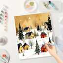 Holiday Village Paint by Numbers Kit for Adults - DIY Snowy Hills and Colorful Houses Painting on Canvas, Acrylic Paint Set, Suitable for Beginners, Art for Home Decoration or Gifts(8X12IN Framed)