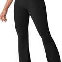 Hugcurve No Front Seam High Waisted Flare Leggings for Women Bootcut Yoga Pants Buttery Soft - 29.5''/31.5''/33.5'' (Large, Black)