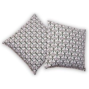 100% Cotton Home Furnishings, Cushion Throw Pillow Cover 16X16 Inch Grey Lining White Flower Set of 2 Cushion Covers for Living Room, Bed, Sofa, Couch I Decorative Cushion Covers with Improved Zippers