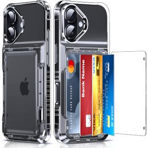 LeYi for iPhone-17 Case Wallet Clear: i Phone iphone17 Cases with Card Holder Protective iohone 17case Cover Women Funda para Heavy Duty Military Grade Men Active Lifestyle Daily Carry, Transparent